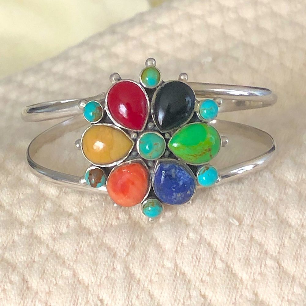 BARSE Multi-Gemstone Sterling Silver Cuff Bracelet